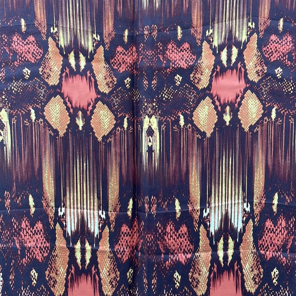NWT Nicole Miller Oversized Brown Red Golden Yellow 100% Silk Scarf